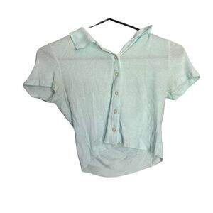 Pastel teal cropped polo